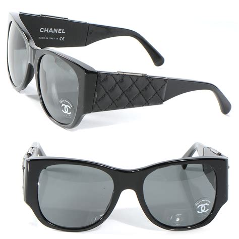 chanel sunglasses quilted sides|Chanel sunglasses with leather sides.